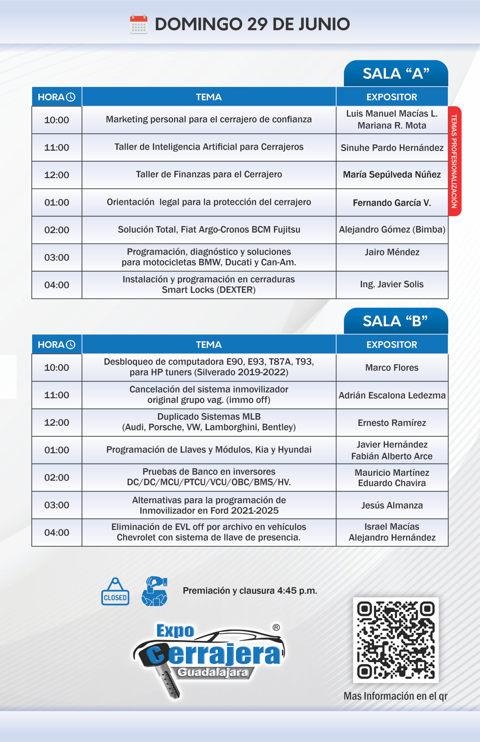 programa expocerrajera 2025 dia domingo